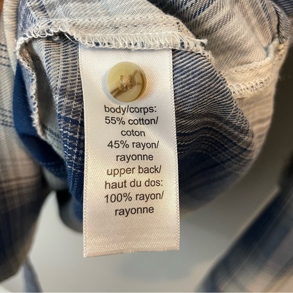 Maurices Plaid Floral Button Down Shirt Sz S Blue White Mixed Print Top Boho - Picture 9 of 11